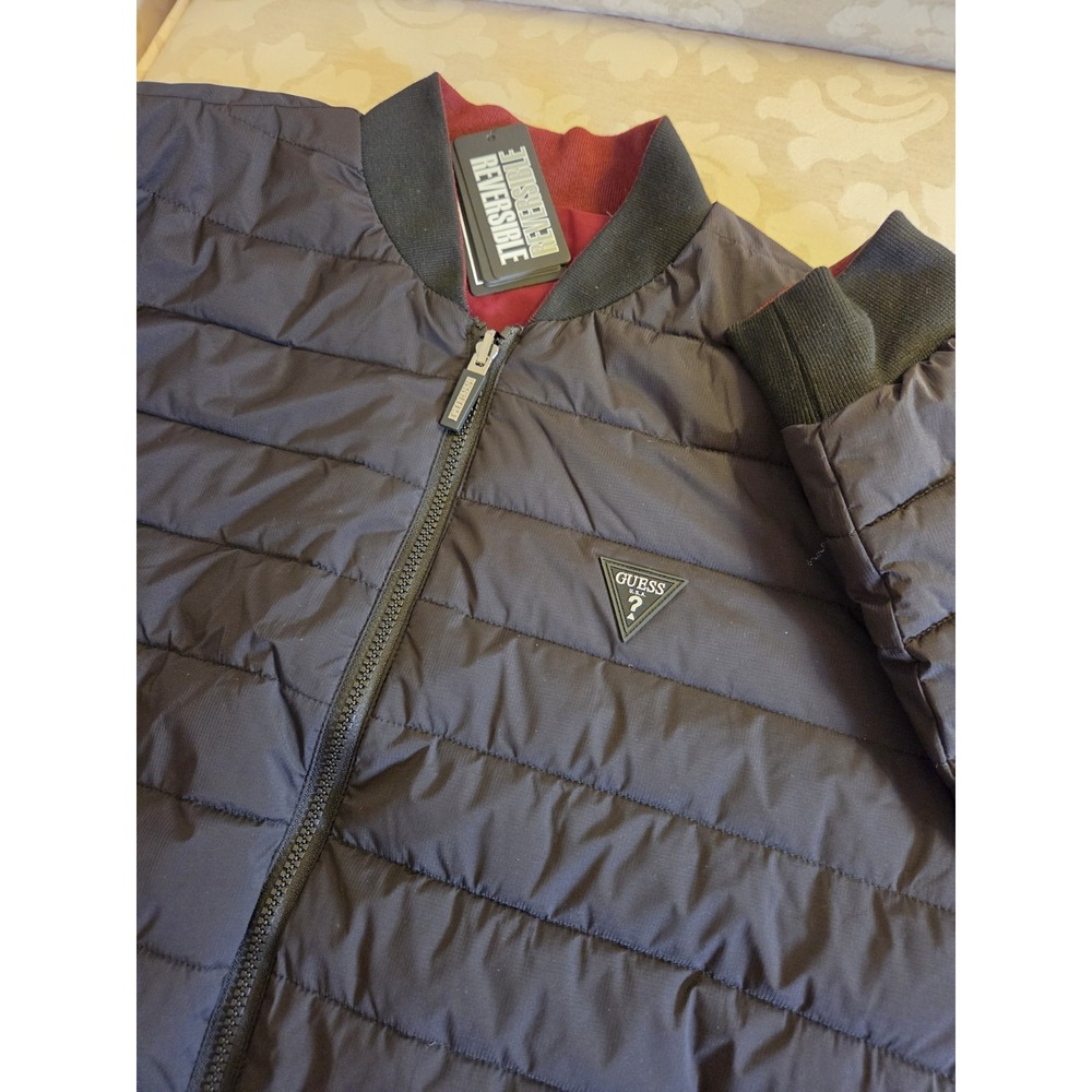GUESS Men's Jirky Reversible Softshell Jacket Black/Garnet Size Large NEW! $225